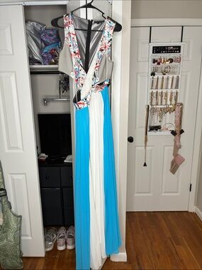 Sachin + Babi Blue, White & Multicolor Maxi Dress